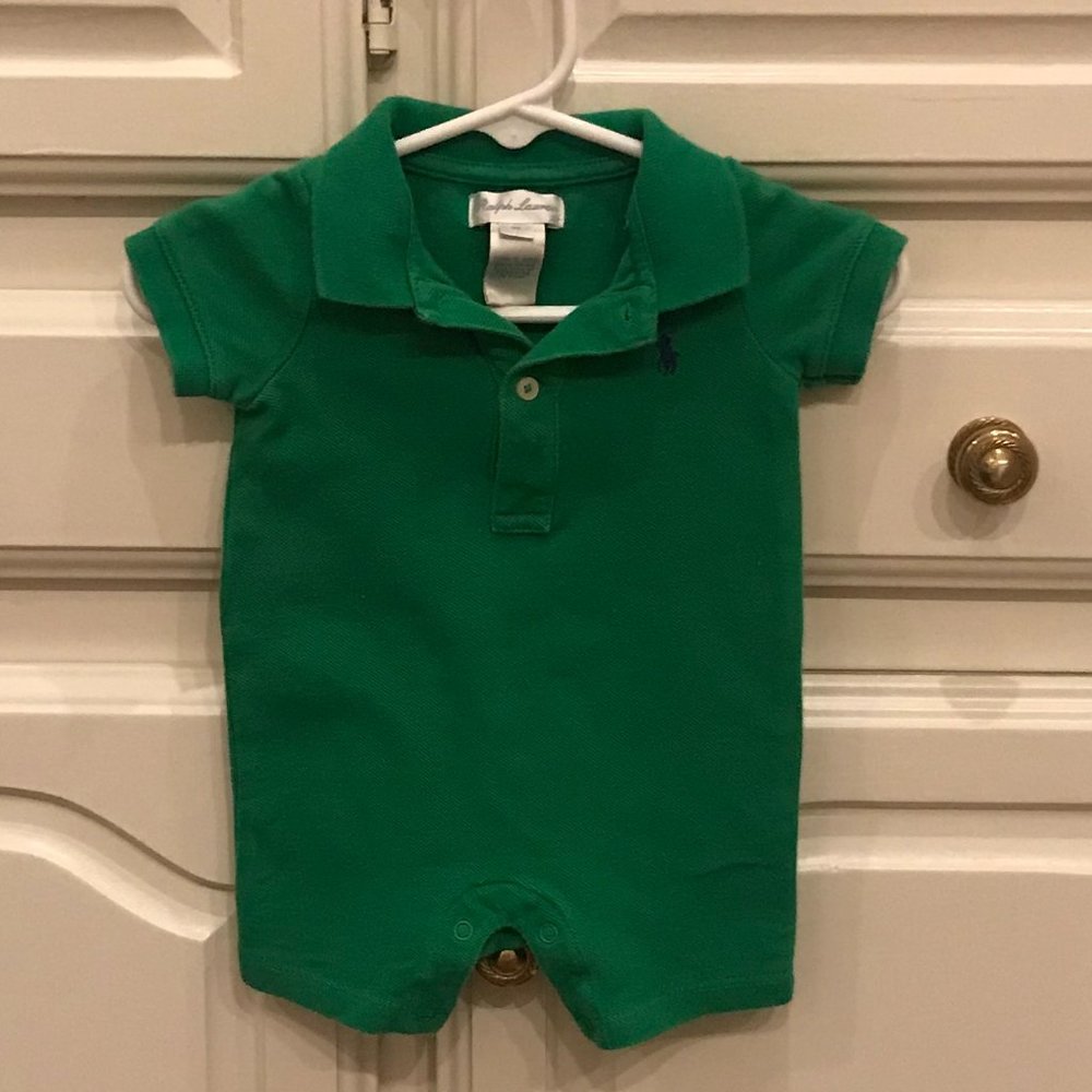 Ralph Lauren 100% Cotton Green One Piece, 3 months